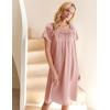 image:imageEkouaer Womens Satin Silk Pleated Nightgown Loose Sleepwear Printed Nightshirt Short Sleeve Sleep DressPink