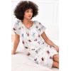 image:imageEkouaer Womens Satin Silk Pleated Nightgown Loose Sleepwear Printed Nightshirt Short Sleeve Sleep DressWhite Butterfly