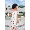 image:imageEkouaer Womens Satin Silk Pleated Nightgown Loose Sleepwear Printed Nightshirt Short Sleeve Sleep DressWhite Butterfly