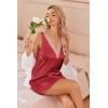 image:imageEkouaer Womens Satin V Neck Nightgown Sleeveless Tank Sleepwear NightdressRed