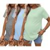 image:imageEkouaer 3 Pack Maternity Shirts Short Sleeve Split Side Pregnancy Tops Casual Pregnant Tunic BlouseGreenGrey StripeBlue