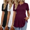 image:imageEkouaer 3 Pack Womens Maternity Shirts Short Sleeve Ruffle Pregnancy Clothes Blouse Peplum Babydoll Tops Casual Mama TeeBlackWhiteWine Red