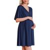 image:imageEkouaer 3 in 1 Labor and Delivery Gown for Hospital Short Sleeve Maternity Nursing Dress Nightgown Postpartum SleepwearNavy Blue