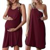 image:imageEkouaer Labor and Delivery Gown for Hospital 3 in 1 Nursing Dress Sleeveless Maternity Snap Button Breastfeeding NightgownDeep Red