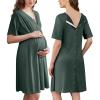 image:imageEkouaer Labor and Delivery Gown for Hospital Short Sleeve Maternity Nursing Dress Nightgown with Button SXXLDeep Army Green