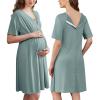 image:imageEkouaer Labor and Delivery Gown for Hospital Short Sleeve Maternity Nursing Dress Nightgown with Button SXXLDusty Green