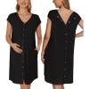 image:imageEkouaer LaborDeliveryHospital Gown Nursing Nightgown Maternity Sleepwear With Pockets Postpartum Gowns with Button SXXLBlack