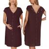 image:imageEkouaer LaborDeliveryHospital Gown Nursing Nightgown Maternity Sleepwear With Pockets Postpartum Gowns with Button SXXLMaroon