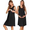 image:imageEkouaer Maternity Nursing Dress Nightgown Labor and Delivery Gown Sleeveless Pregnancy Breastfeeding DressesBlack