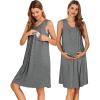 image:imageEkouaer Maternity Nursing Dress Nightgown Labor and Delivery Gown Sleeveless Pregnancy Breastfeeding DressesGrey