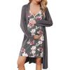 image:imageEkouaer Maternity Nursing Gown and Robe Set Lace Nursing Nightgown for Breastfeeding Labor Delivery gowns for HospitalA Light Grey Flower