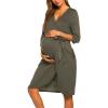 image:imageEkouaer Maternity Robe Nursing Robes for Hospital Labor Delivery V Neck Pregnancy Bathrobe Womens Postpartum NightgownOlive Green