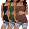 image:imageEkouaer Maternity Tank Tops 3 Pack Square Neck Pregnancy Shirts for Women Summer Ruched Side Sleeveless Pregnant Clothes TopBrownBlackArmy Green