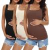 image:imageEkouaer Maternity Tank Tops 3 Pack Square Neck Pregnancy Shirts for Women Summer Ruched Side Sleeveless Pregnant Clothes TopBrownBlackBeige