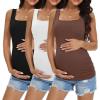 image:imageEkouaer Maternity Tank Tops 3 Pack Square Neck Pregnancy Shirts for Women Summer Ruched Side Sleeveless Pregnant Clothes TopBrownBlackWhite