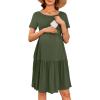 image:imageEkouaer Nursing Dress Summer Short Sleeve Breastfeeding Casual Knee Length Maternity Dresses SXXLArmy Green