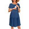 image:imageEkouaer Nursing Dress Summer Short Sleeve Breastfeeding Casual Knee Length Maternity Dresses SXXLGrey Blue