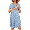 image:imageEkouaer Nursing Dress Summer Short Sleeve Breastfeeding Casual Knee Length Maternity Dresses SXXLLight Blue Floral