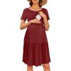 image:imageEkouaer Nursing Dress Summer Short Sleeve Breastfeeding Casual Knee Length Maternity Dresses SXXLWine Red