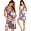image:imageEkouaer Nursing Nightgown Delivery and Labor Gown for Hospital Short Sleeve Maternity Breastfeeding DressGray Flower