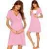 image:imageEkouaer Nursing Nightgown Delivery and Labor Gown for Hospital Short Sleeve Maternity Breastfeeding DressMisty Rose