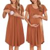 image:imageEkouaer Nursing Nightgown Labor and Delivery Gown Hospital Breastfeeding Dress for Women Short Sleeve Maternity SleepwearBrick Red