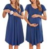 image:imageEkouaer Nursing Nightgown Labor and Delivery Gown Hospital Breastfeeding Dress for Women Short Sleeve Maternity SleepwearNavy Blue