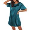 image:imageEkouaer Silk Sleep Shirts for Women Satin Nightshirt Tshirt Nightgown Sleepwear Shirt Dress With Chest Pocket S2XLDark Blue