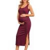 image:imageEkouaer Women Tank Maternity Dress Sleeveless Ribbed Knit Pregnancy Dresses Round Neck Pregnant LoungewearWine Red