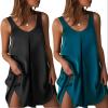 image:imageEkouaer Womens 2 Pack Satin Silk Nightgown Sleeveless Sleep Dress V Neck Nightshirt Soft Tank Pleated NightdressBlackGreen