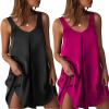 image:imageEkouaer Womens 2 Pack Satin Silk Nightgown Sleeveless Sleep Dress V Neck Nightshirt Soft Tank Pleated NightdressBlackRed