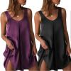 image:imageEkouaer Womens 2 Pack Satin Silk Nightgown Sleeveless Sleep Dress V Neck Nightshirt Soft Tank Pleated NightdressPurpleBlack