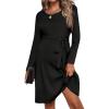 image:imageEkouaer Womens Maternity Dress Rib Knit Long Sleeve Pregnancy Dresses Crewneck Pregnant Clothes with BeltBlack