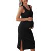 image:imageEkouaer Womens Maternity Dress Rib Knit Sleeveless Tank Side Slit Bodycon Dresses Pregnancy Clothes SXXLBlack