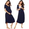 image:imageEkouaer Womens Maternity Nightgown for Hospital Pregnancy Long Nightgowns Nursing Night Gown for BreastfeedingNavy Blue