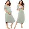 image:imageEkouaer Womens Maternity Nightgown for Hospital Pregnancy Long Nightgowns Nursing Night Gown for BreastfeedingSage Green