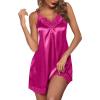 image:imageEkouaer Womens Nightgown Satin Nightgowns for Women Vneck Lace Chemise Sleepwear Soft Lingerie for WomenRose Pink