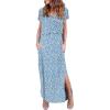 image:imageEkouaer Womens Nursing Dress Summer V Neck Short Sleeve Maternity Split Long Dresses for Breastfeeding with Pockets SXXLLight Blue Floral