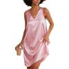 image:imageEkouaer Womens Satin Silk Nightgown V Neck Nightie Tank Sleepshirt Sleeveless Summer Dress Comfy LoungewearPink