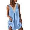 image:imageEkouaer Womens Satin V Neck Nightgown Sleeveless Tank Sleepwear NightdressLight Blue