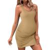 image:imageEkouaer Womens Summer Maternity Dress Side Ruching Sleeveless Bodycon Dress Cute Pregnancy Dress SXXLKhaki