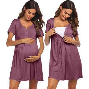 image:imageEkouaer Labor and Delivery Gown Nursing Nightgown Maternity Nightgowns for Hospital Short Breastfeeding Nightgown SXXLGray Purple