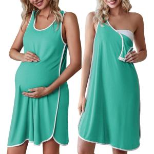 image:imageEkouaer Labor and Delivery Gown for Hospital 3 in 1 Nursing Dress Sleeveless Maternity Snap Button Breastfeeding NightgownCyan