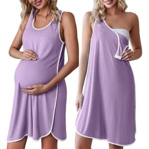 image:imageEkouaer Labor and Delivery Gown for Hospital 3 in 1 Nursing Dress Sleeveless Maternity Snap Button Breastfeeding NightgownLilac