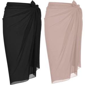 image:imageEkouaer Women Sarong Swimsuit Coverups Chiffon Long Bikini Wraps Sheer Beach Bathing Suit Cover UpBlackdark Khaki