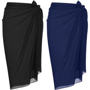 image:imageEkouaer Women Sarong Swimsuit Coverups Chiffon Long Bikini Wraps Sheer Beach Bathing Suit Cover UpBlacknavy Blue