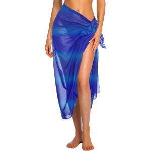 image:imageEkouaer Women Sarong Swimsuit Coverups Chiffon Long Bikini Wraps Sheer Beach Bathing Suit Cover UpBlue Gradient