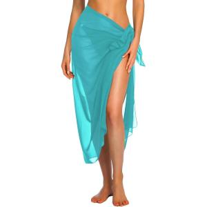 image:imageEkouaer Women Sarong Swimsuit Coverups Chiffon Long Bikini Wraps Sheer Beach Bathing Suit Cover UpBluegreen