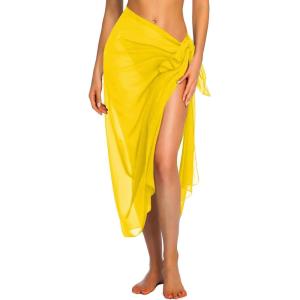 image:imageEkouaer Women Sarong Swimsuit Coverups Chiffon Long Bikini Wraps Sheer Beach Bathing Suit Cover UpGolden