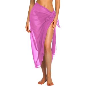 image:imageEkouaer Women Sarong Swimsuit Coverups Chiffon Long Bikini Wraps Sheer Beach Bathing Suit Cover UpPink